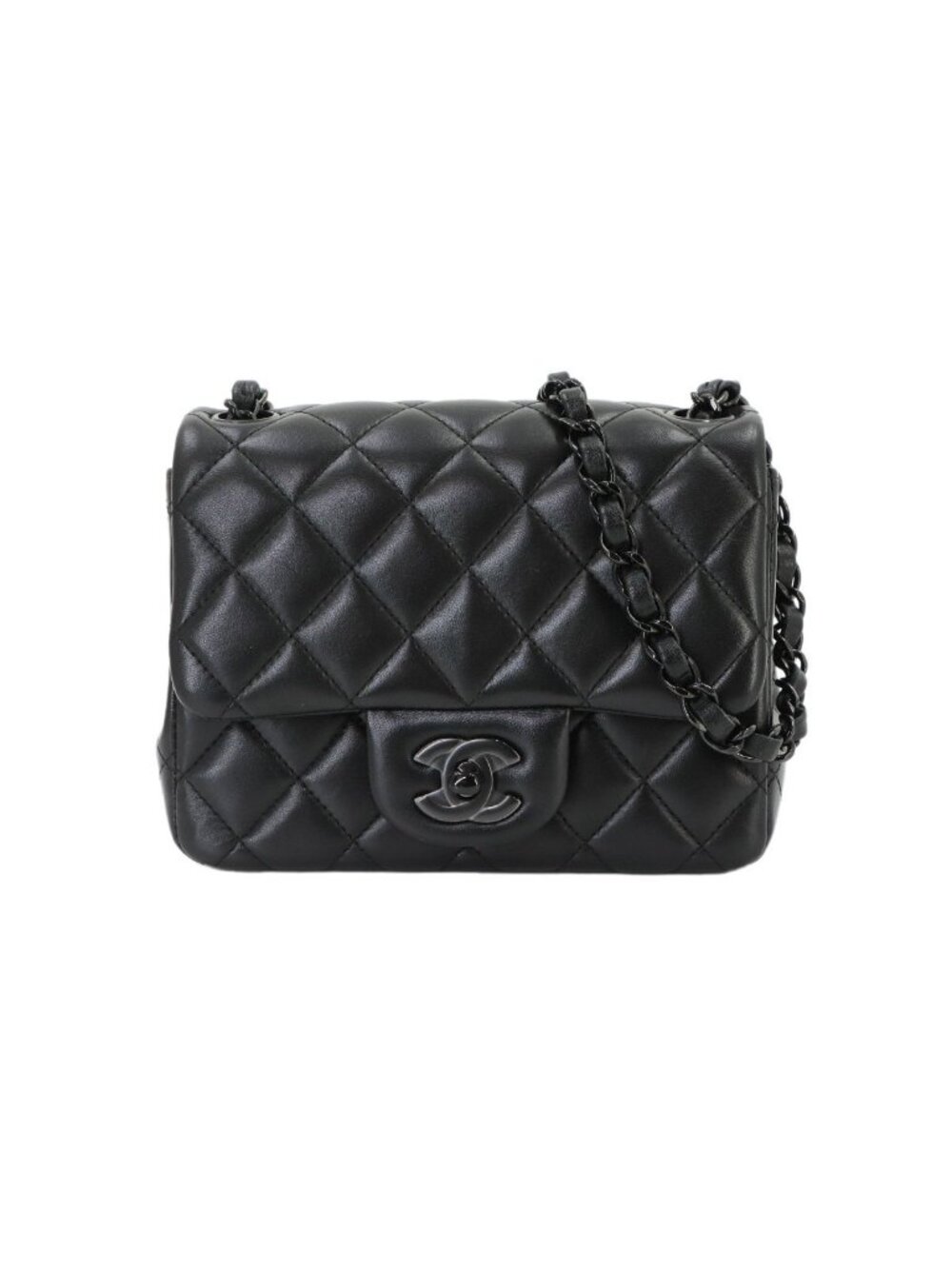 Chanel Mini Quilted Chain Shoulder Bag Lambskin Black
